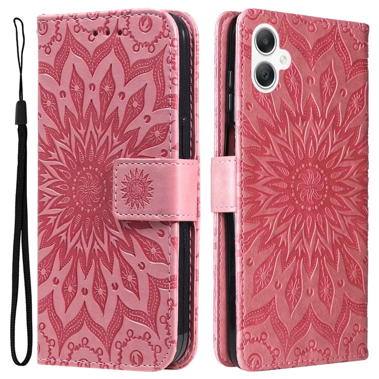 KT Imprinting Flower Series-1 For Samsung Galaxy A06 Case Sunflower Leather Wallet Folio Phone Cover