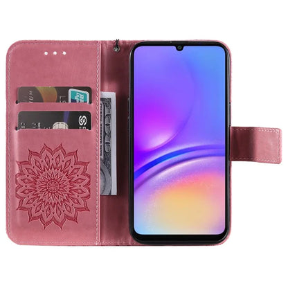 KT Imprinting Flower Series-1 For Samsung Galaxy A06 Case Sunflower Leather Wallet Folio Phone Cover