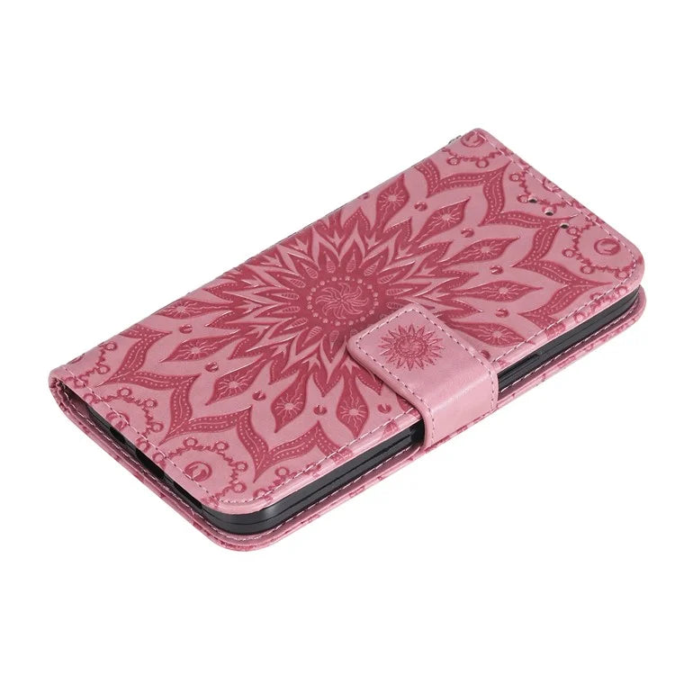 KT Imprinting Flower Series-1 For Samsung Galaxy A06 Case Sunflower Leather Wallet Folio Phone Cover