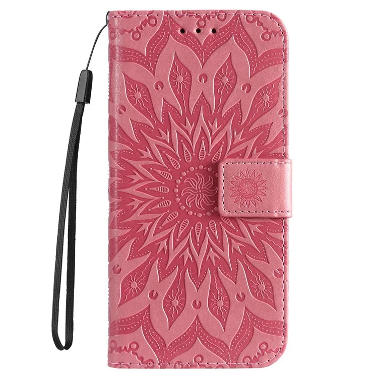 KT Imprinting Flower Series-1 For Samsung Galaxy A06 Case Sunflower Leather Wallet Folio Phone Cover