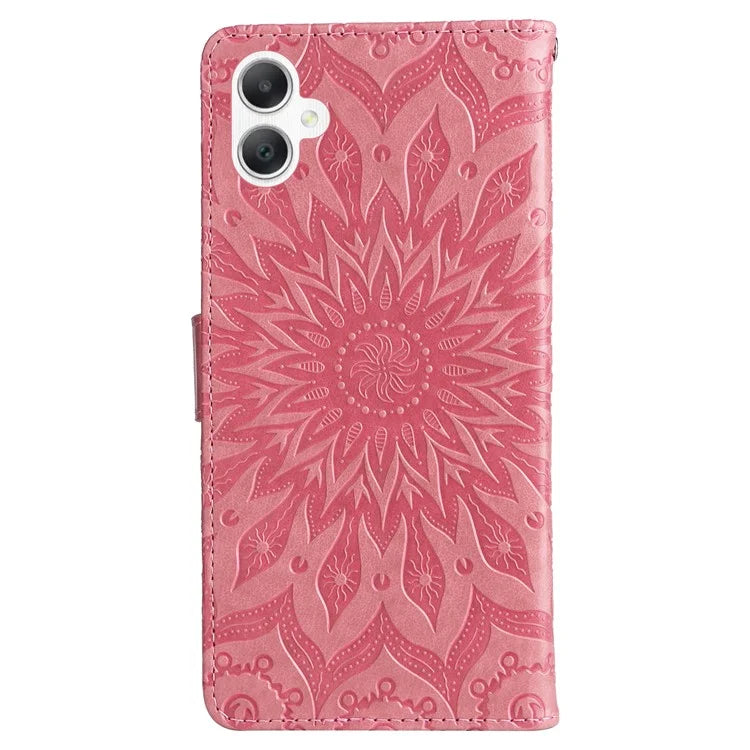 KT Imprinting Flower Series-1 For Samsung Galaxy A06 Case Sunflower Leather Wallet Folio Phone Cover