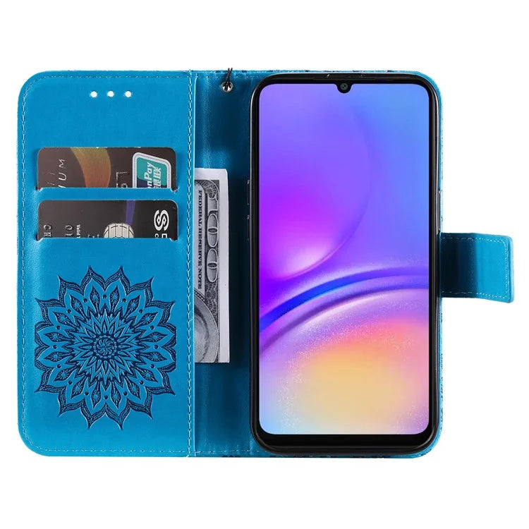 KT Imprinting Flower Series-1 For Samsung Galaxy A06 Case Sunflower Leather Wallet Folio Phone Cover