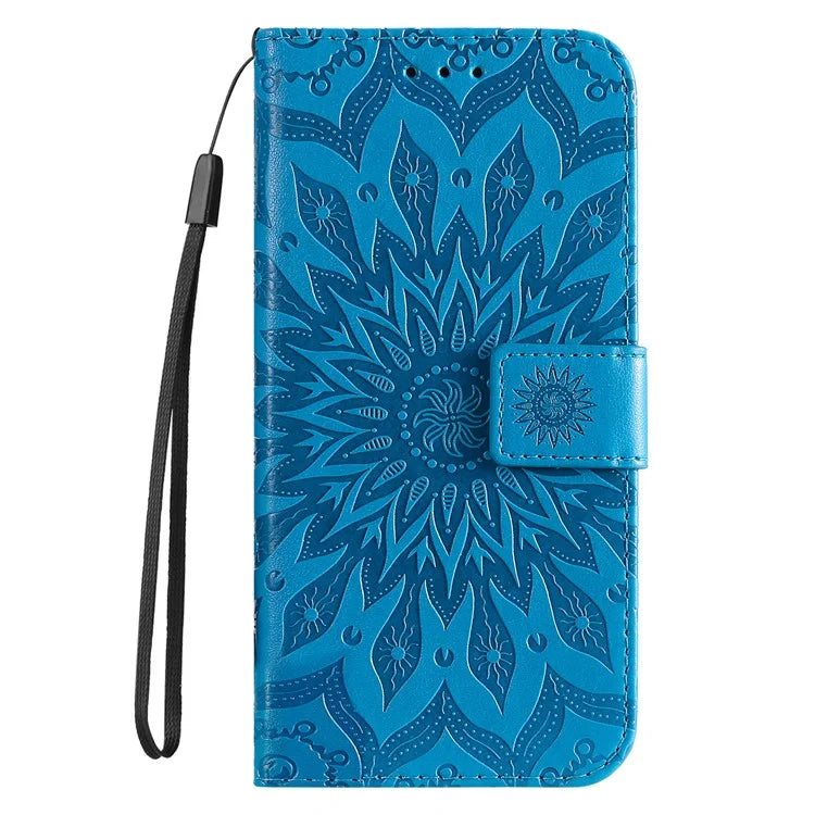 KT Imprinting Flower Series-1 For Samsung Galaxy A06 Case Sunflower Leather Wallet Folio Phone Cover