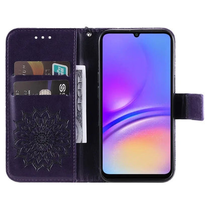 KT Imprinting Flower Series-1 For Samsung Galaxy A06 Case Sunflower Leather Wallet Folio Phone Cover