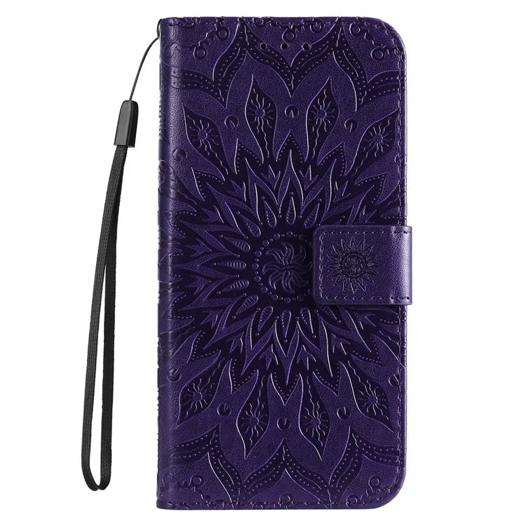 KT Imprinting Flower Series-1 For Samsung Galaxy A06 Case Sunflower Leather Wallet Folio Phone Cover