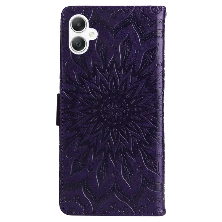 KT Imprinting Flower Series-1 For Samsung Galaxy A06 Case Sunflower Leather Wallet Folio Phone Cover