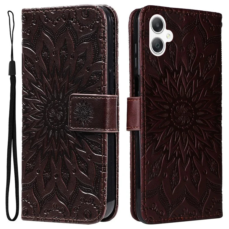 KT Imprinting Flower Series-1 For Samsung Galaxy A06 Case Sunflower Leather Wallet Folio Phone Cover