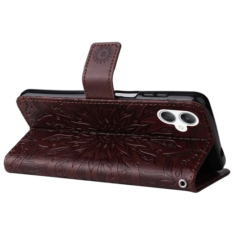 KT Imprinting Flower Series-1 For Samsung Galaxy A06 Case Sunflower Leather Wallet Folio Phone Cover