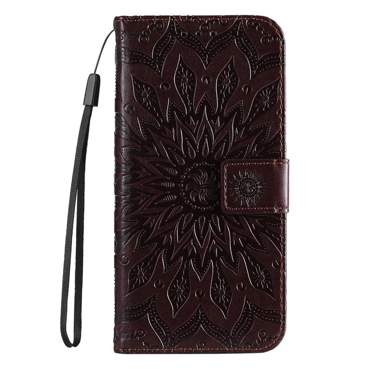 KT Imprinting Flower Series-1 For Samsung Galaxy A06 Case Sunflower Leather Wallet Folio Phone Cover