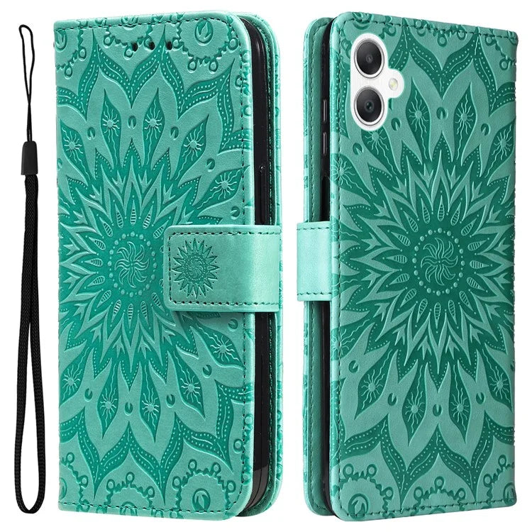 KT Imprinting Flower Series-1 For Samsung Galaxy A06 Case Sunflower Leather Wallet Folio Phone Cover