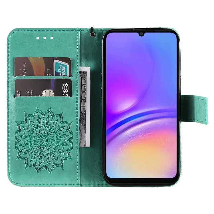 KT Imprinting Flower Series-1 For Samsung Galaxy A06 Case Sunflower Leather Wallet Folio Phone Cover