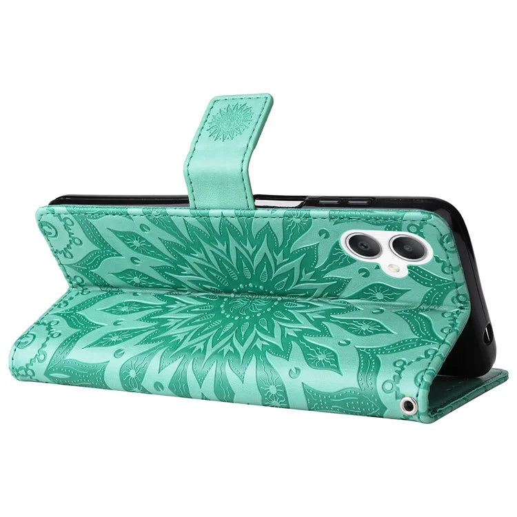 KT Imprinting Flower Series-1 For Samsung Galaxy A06 Case Sunflower Leather Wallet Folio Phone Cover
