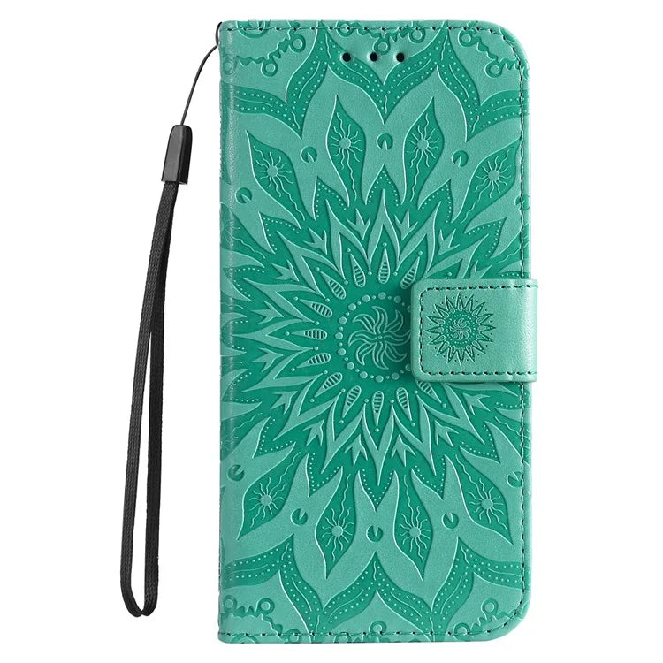 KT Imprinting Flower Series-1 For Samsung Galaxy A06 Case Sunflower Leather Wallet Folio Phone Cover