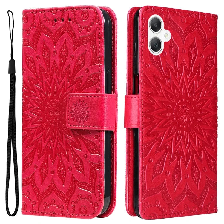 KT Imprinting Flower Series-1 For Samsung Galaxy A06 Case Sunflower Leather Wallet Folio Phone Cover