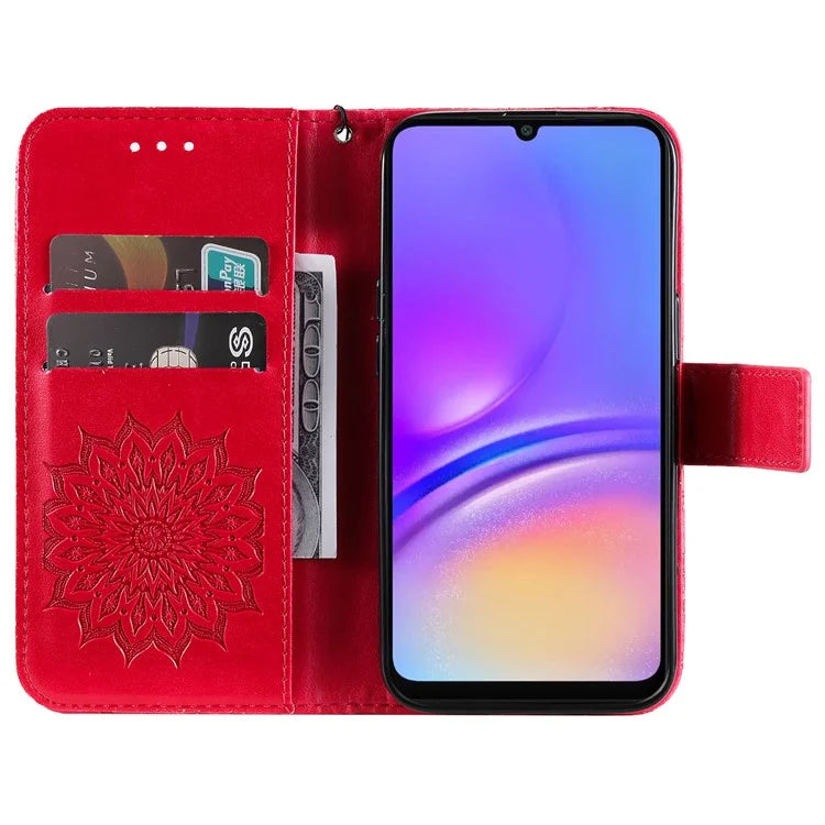 KT Imprinting Flower Series-1 For Samsung Galaxy A06 Case Sunflower Leather Wallet Folio Phone Cover