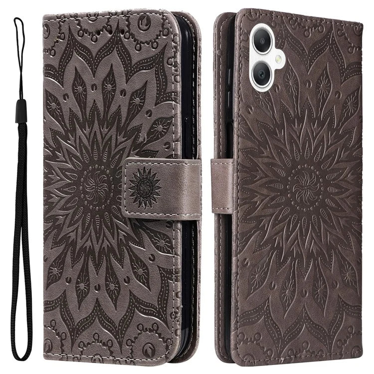 KT Imprinting Flower Series-1 For Samsung Galaxy A06 Case Sunflower Leather Wallet Folio Phone Cover