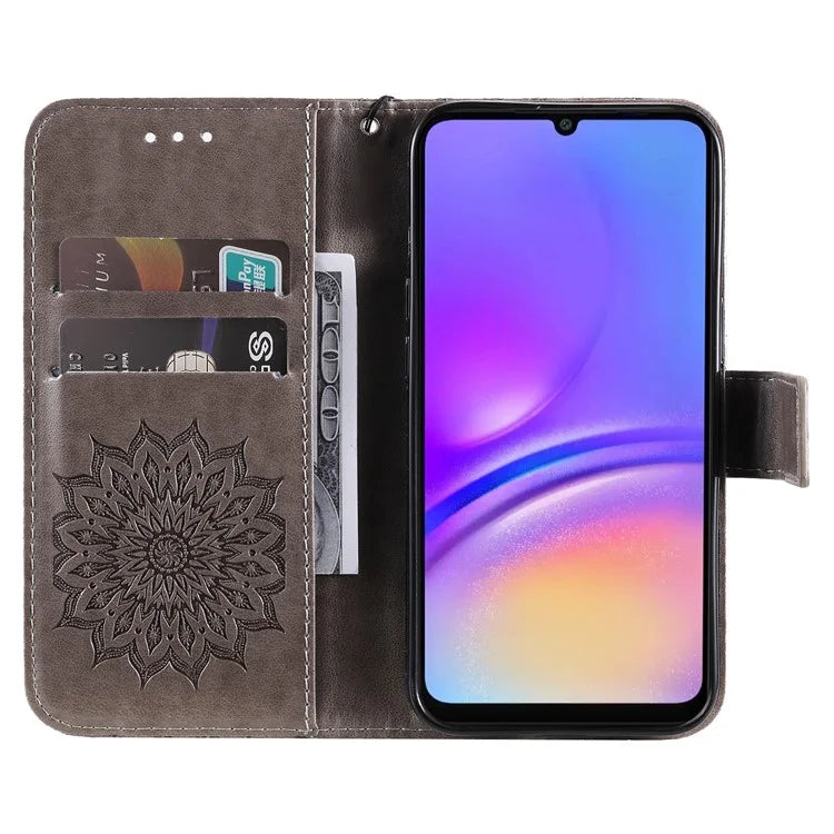 KT Imprinting Flower Series-1 For Samsung Galaxy A06 Case Sunflower Leather Wallet Folio Phone Cover
