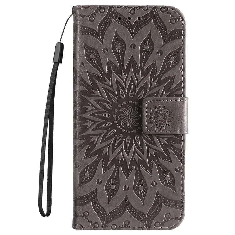 KT Imprinting Flower Series-1 For Samsung Galaxy A06 Case Sunflower Leather Wallet Folio Phone Cover