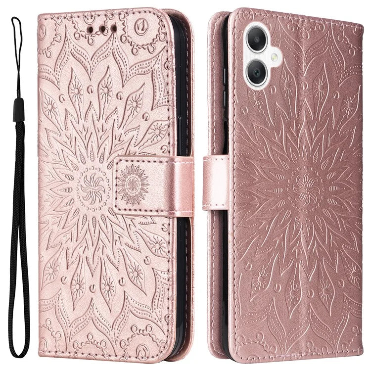 KT Imprinting Flower Series-1 For Samsung Galaxy A06 Case Sunflower Leather Wallet Folio Phone Cover