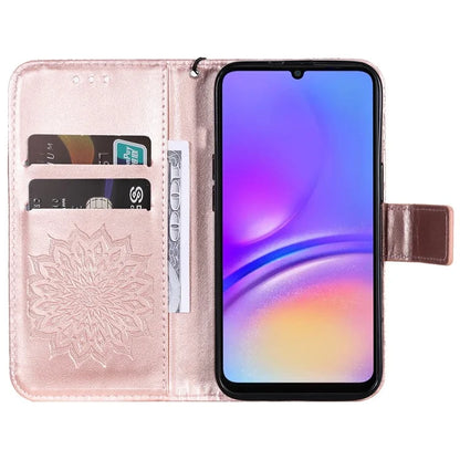 KT Imprinting Flower Series-1 For Samsung Galaxy A06 Case Sunflower Leather Wallet Folio Phone Cover