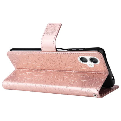 KT Imprinting Flower Series-1 For Samsung Galaxy A06 Case Sunflower Leather Wallet Folio Phone Cover
