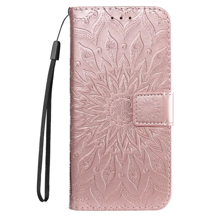 KT Imprinting Flower Series-1 For Samsung Galaxy A06 Case Sunflower Leather Wallet Folio Phone Cover