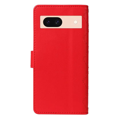 For Google Pixel 8a Case Wallet Rhombus Leather Phone Cover with Shoulder Strap, Wrist Strap