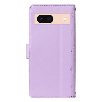 For Google Pixel 8a Case Wallet Rhombus Leather Phone Cover with Shoulder Strap, Wrist Strap