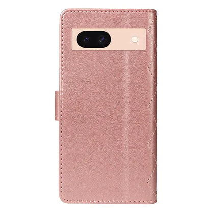 For Google Pixel 8a Case Wallet Rhombus Leather Phone Cover with Shoulder Strap, Wrist Strap