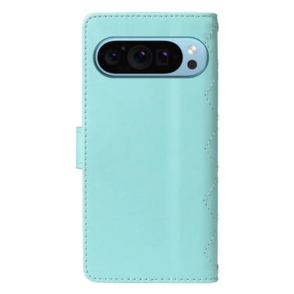 For Google Pixel 9 / Pixel 9 Pro Case Wallet Rhombus Leather Phone Cover with Shoulder Strap, Wrist Strap