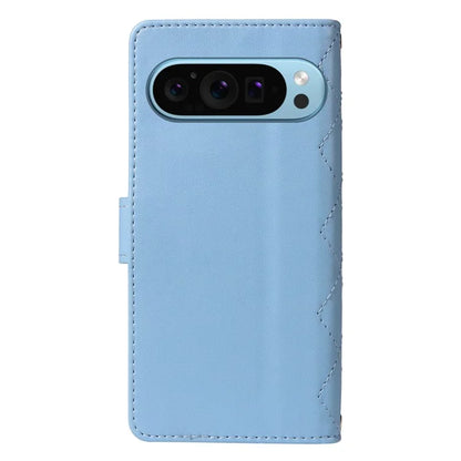 For Google Pixel 9 / Pixel 9 Pro Case Wallet Rhombus Leather Phone Cover with Shoulder Strap, Wrist Strap