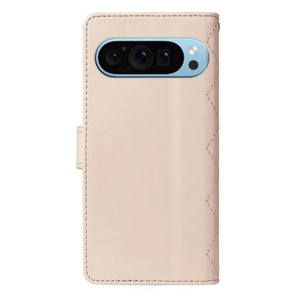 For Google Pixel 9 / Pixel 9 Pro Case Wallet Rhombus Leather Phone Cover with Shoulder Strap, Wrist Strap