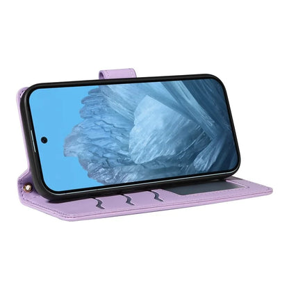 For Google Pixel 9 / Pixel 9 Pro Case Wallet Rhombus Leather Phone Cover with Shoulder Strap, Wrist Strap