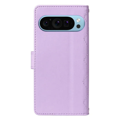 For Google Pixel 9 / Pixel 9 Pro Case Wallet Rhombus Leather Phone Cover with Shoulder Strap, Wrist Strap