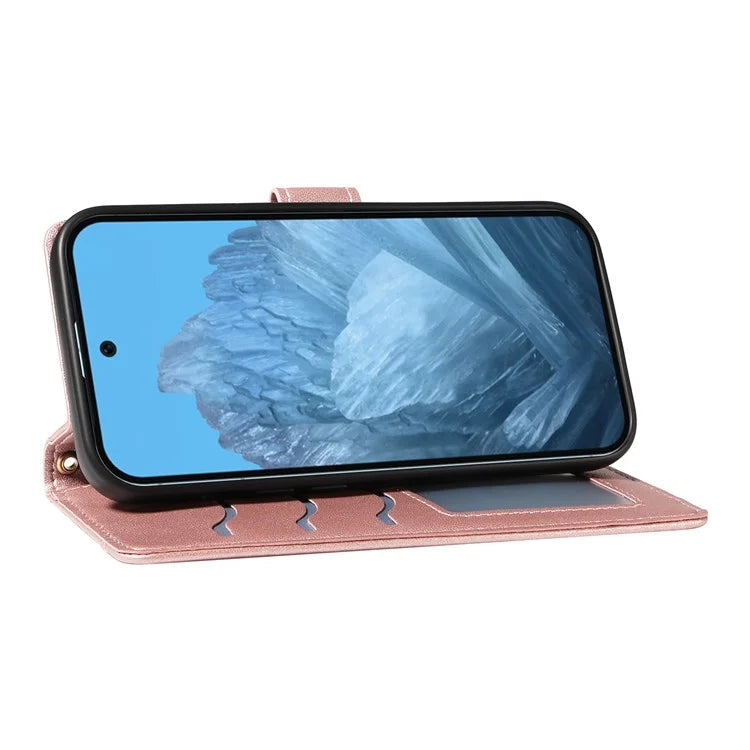 For Google Pixel 9 / Pixel 9 Pro Case Wallet Rhombus Leather Phone Cover with Shoulder Strap, Wrist Strap