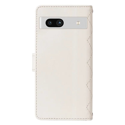 For Google Pixel 7a Case Wallet Rhombus Leather Phone Cover with Shoulder Strap, Wrist Strap