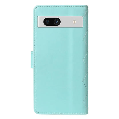 For Google Pixel 7a Case Wallet Rhombus Leather Phone Cover with Shoulder Strap, Wrist Strap