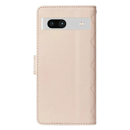 For Google Pixel 7a Case Wallet Rhombus Leather Phone Cover with Shoulder Strap, Wrist Strap