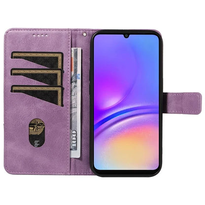 For Samsung Galaxy A06 Case Leather Geometric Line Wallet Phone Cover with Wrist Strap