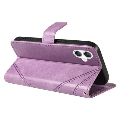 For Samsung Galaxy A06 Case Leather Geometric Line Wallet Phone Cover with Wrist Strap