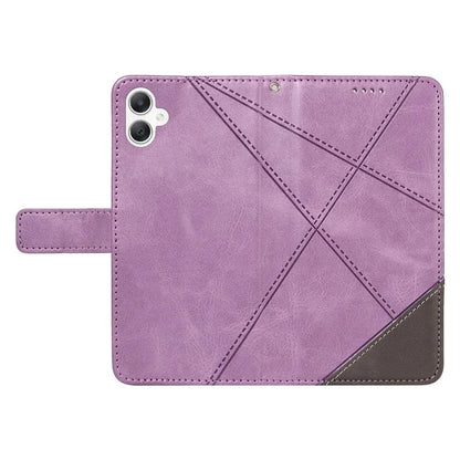 For Samsung Galaxy A06 Case Leather Geometric Line Wallet Phone Cover with Wrist Strap