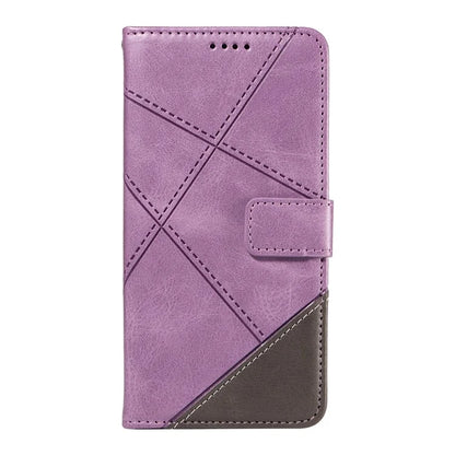 For Samsung Galaxy A06 Case Leather Geometric Line Wallet Phone Cover with Wrist Strap