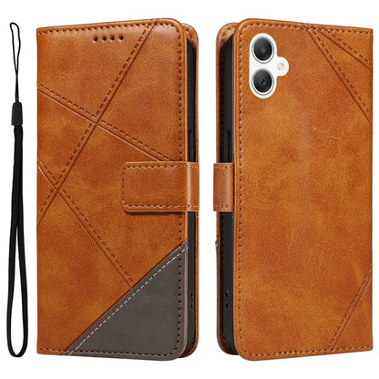 For Samsung Galaxy A06 Case Leather Geometric Line Wallet Phone Cover with Wrist Strap