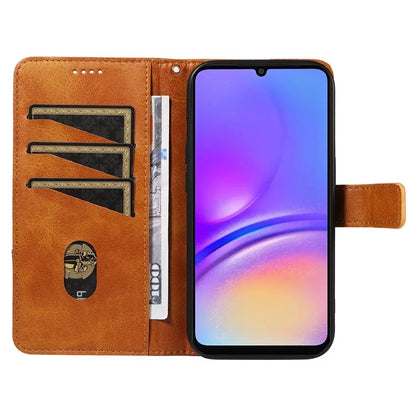 For Samsung Galaxy A06 Case Leather Geometric Line Wallet Phone Cover with Wrist Strap