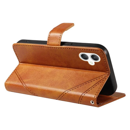 For Samsung Galaxy A06 Case Leather Geometric Line Wallet Phone Cover with Wrist Strap
