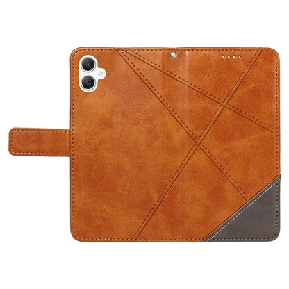 For Samsung Galaxy A06 Case Leather Geometric Line Wallet Phone Cover with Wrist Strap