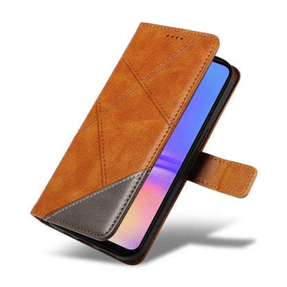 For Samsung Galaxy A06 Case Leather Geometric Line Wallet Phone Cover with Wrist Strap