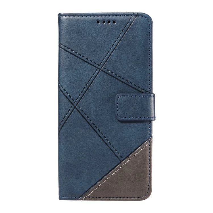 For Samsung Galaxy A06 Case Leather Geometric Line Wallet Phone Cover with Wrist Strap