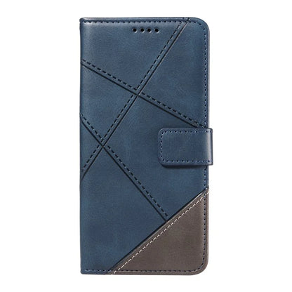 For Samsung Galaxy A06 Case Leather Geometric Line Wallet Phone Cover with Wrist Strap