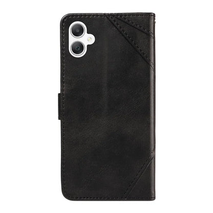 For Samsung Galaxy A06 Case Leather Geometric Line Wallet Phone Cover with Wrist Strap